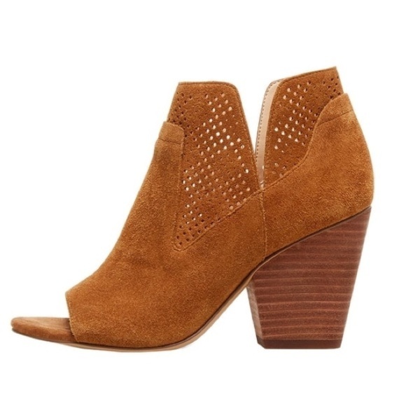 Steven by Steve Madden Ready Peep Toe Perforated Bootie Chestnut Oiled Cow Suede - Picture 2 of 12